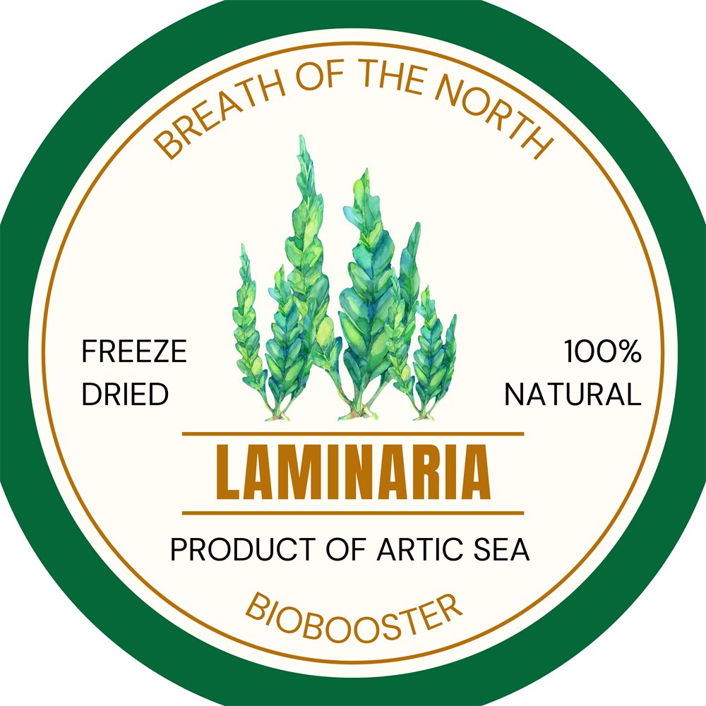 Breath of the North Laminaria label: freeze-dried, 100% natural, product of the Arctic Sea