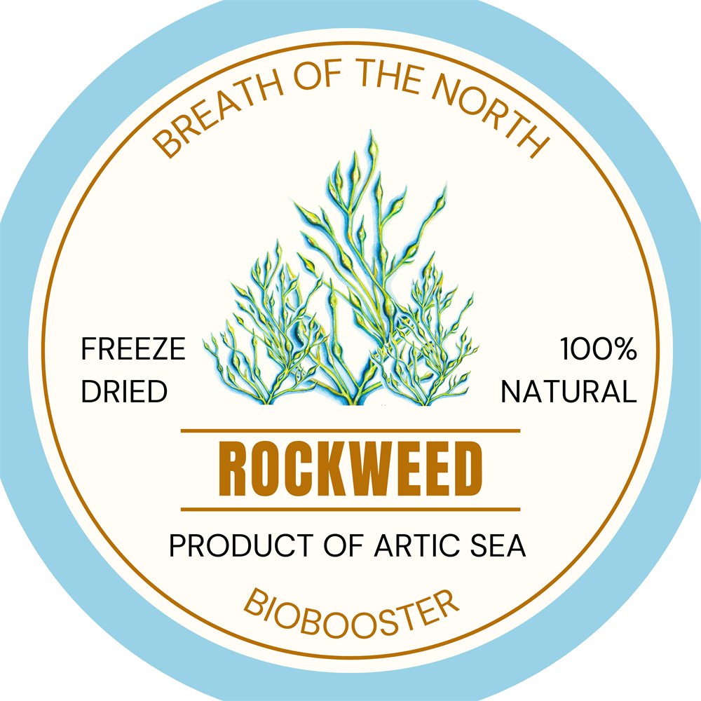 Breath of the North Rockweed label: freeze-dried, 100% natural, product of the Arctic Sea